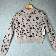 Candies Sweater Womens Small XS Animal Cheetah Fuzzy Pullover New - £11.35 GBP