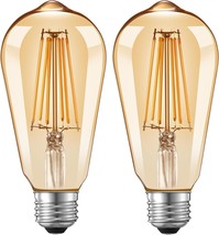 Dusk To Dawn Edison Light Bulbs St58(St19), Vintage Amber Glass, Warm, H027 - $33.93