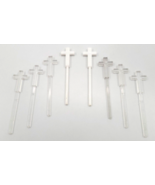 Eight Vintage Plastic Clear and White Crosses For Ceramics - £12.54 GBP