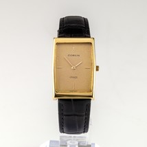 Corum 18k Yellow Gold Vintage Watch Quartz Movement &amp; Black Leather Strap 44107 - £1,780.56 GBP