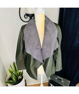 Tahari Faux Leather Moto Drape Wrap Jacket, Comfy Dark Green, Size Small... - $77.08 CAD