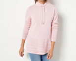 Isaac Mizrahi SOHO Pullover Sweater with Drawstring Neck PINK, SMALL - £23.52 GBP