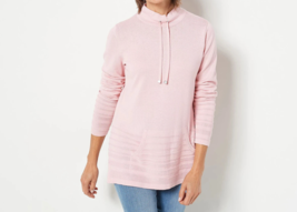 Isaac Mizrahi SOHO Pullover Sweater with Drawstring Neck PINK, SMALL - £23.65 GBP