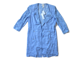 NWT Chico&#39;s Lovely Lace Mix Duster in Pale Parisian Blue Open Front Jack... - £22.58 GBP