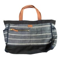 Fossil Purse Chambray Striped with Brown Handles Black Hand Bag - £14.48 GBP