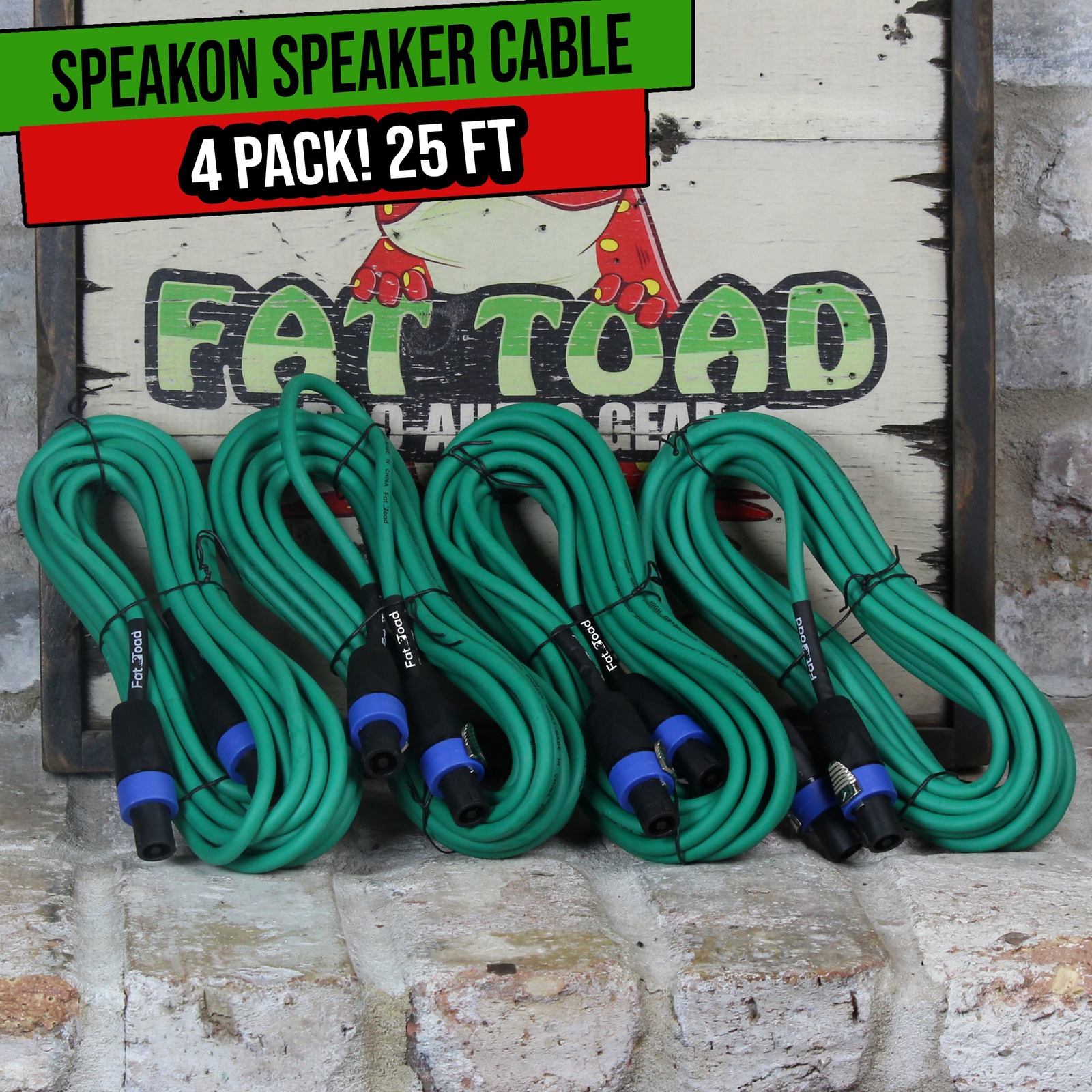 4 PACK - Speakon to Speakon Speaker Wires by FAT TOAD | 25ft Professiona... - $66.79+