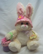 Aurora Easter Bloomin&#39; Bunny Rabbit W/ Pink Hat 11&quot; Plush Stuffed Animal Toy - £15.66 GBP