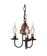 WOOD METAL BELLVIEW CHANDELIER 3 Candle Candelabra USA Americana Espresso - $283.95