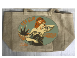 RED HAIR BURLAP TOTE BAG marijuana pot leaf  WOMAN #914 ART NOUVEAU - £15.11 GBP