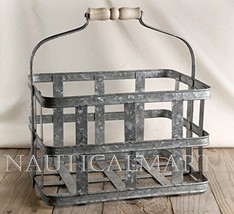 Wine &amp; Milk Bottle Metal Carrier with Wood Handle - £311.70 GBP