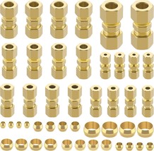 46Pcs Brass Compression Tube Pipe Fittings Assortment Kit, Taiidaues 1/8&quot; 3/16&quot; - £34.22 GBP