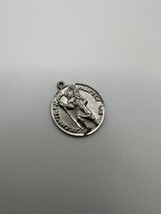 Vintage Silver St Christopher Protect Us Medal 2.2cm - £15.86 GBP