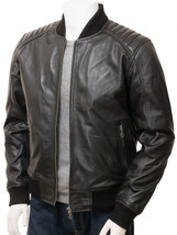 Men&#39;s Black Leather Bomber Jacket Lifton - $1,584.39 MXN