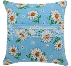 Tooth Fairy Pillow, Light Blue, Daisy Print Fabric, White Lace Trim for ... - $4.95
