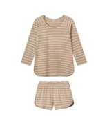 Lake Pajamas Pima Classic Long Short Set Sandstone Triple Stripe Sz S NW... - $136.77 CAD