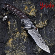 Hunting Knife Damascus Steel Folding Blade Tactical Pocket Outdoor Sport... - £71.00 GBP