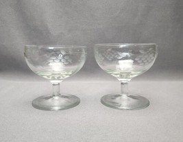 Vintage Etched Grapes Champagne Saucers Coupe Glass Sherbet (Set of 2 Gl... - $14.85