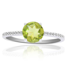 Sterling Silver Peridot Diamond Look Accent Ring - $59.39