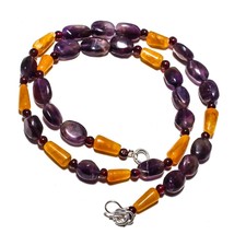 Amethyst Sage Natural Gemstone Beads Jewelry Necklace 17&quot; 110 Ct. KB-124 - £8.67 GBP