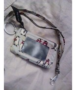 Vera Bradley Playful Penguins Zip ID &amp; Lanyard 19&quot; Silvertone Hardware GUC - €14,37 EUR