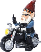 Garden Gnome Riding Motorcycle Funny Outdoor Gnome Decoration Indoor Out... - £64.68 GBP