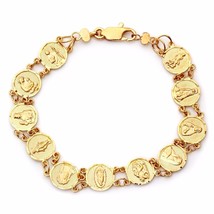 14Kt Gold-Plated Sterling Silver Traditional Catholic Saints Medal Bracelet  8” - £118.91 GBP