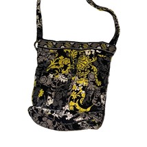Vera Bradley Retired Baroque Bucket Bag Purse Drawstring Closure Black Yellow - £20.43 GBP