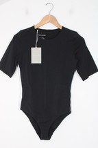 NWT Everlane S Black Short Sleeve Supima Cotton Crew Neck Bodysuit Top - £22.82 GBP