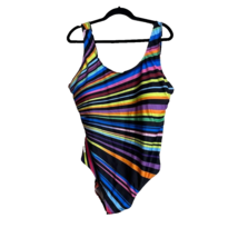 Womens One Piece Swimsuit Multicolor Stripe Size 4XL Padded Beach NWOT - £14.79 GBP