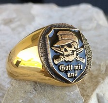 Inglourious Basterds Skull Dagger Ring Army Us Usmc Steel Gold Patch [ D117 ] - $49.00