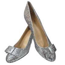  Kate Spade NY Silver Glitter Krysta Pumps Shoes Heel 3” Bow 6M Worn Once - $2,159.08 MXN