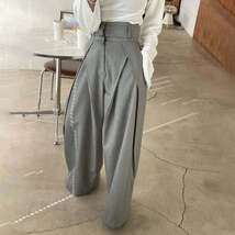 Solid Casual Regular Loose Simple Elegant Splice Tight High Waist Wide L... - $53.95