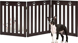 Wooden Freestanding Pet Gate for Dogs, 24 Inch Step over Fence, Folding ... - $81.67