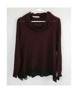 Maurices Women&#39;s Sheer Burgandy &amp; Black Oversized Sweater With Lace Trim... - $237.71 MXN