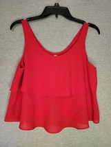 Women&#39;s Paper Crane Red Sleeveless Cropped Blouse with Scalloped Layers ... - £12.45 GBP