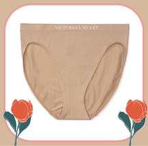 L Beige Seamless No Show Full Cover Victorias Secret High-Leg Waist Brief Pantie - £8.64 GBP