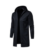 Men&#39;s Solid Long-sleeved Trench Coat With Hood Autumn&amp;winter Solid Color... - £62.81 GBP