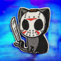 Jason Vorhees Black Kitty Cat Cartoon Iron On Patch Decal Embroidery - £5.51 GBP