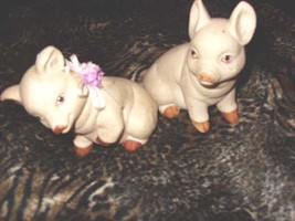 Vintage Porcelain Pig Set ( ROC, 6 inches tall x 5 inches) - £9.95 GBP