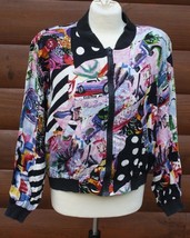 Vtg 80s 90s RIDE L Full Zip Pop Art Santa Ana California Bomber Jacket - £15.50 GBP