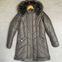 Sportoli Down Alternative Coat Womens S Gray Detachable Fur Trim Hood Ja... - £30.75 GBP