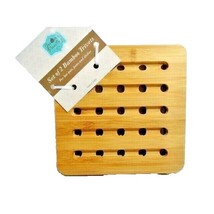 Eco Friendly Bamboo Trivets 2-Piece Table Protector Hot Pads Natural Tan NWT - $20.54