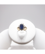 10K Gold Diamond Ring Blue Gemstone Tourmaline(?) Iolite(?) Halo Coktail... - $6,428.88 MXN