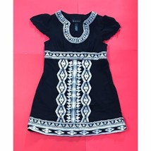 INC International Concepts Black White Embroidered U Shaped Neckline Dress M - £7.06 GBP