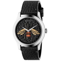 Gucci YA1264067 Black Dial Leather Strap Unisex Watch - £434.84 GBP