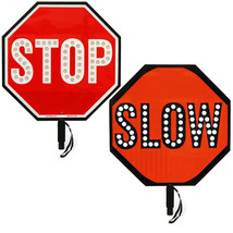 Stop-Lite LARGE 24” LED Handheld Double Sided Stop/Slow Paddle Sign Rech... - $149.99