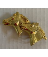 Vintage DOTTY SMITH Interlocking Goldtone Horse Head Belt Buckle Equestrian - $32.44