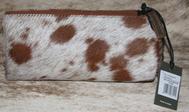 Myra Bag #2699A Hairon, Leather 7.5&quot;x2&quot;x4.5&quot; Multi Pouch Makeup Bag Clutch - £18.92 GBP