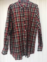 Men&#39;s Barry Bricken Gorgeous Red Plaid Size L Long Sleeve Ships N 24h - $21.76