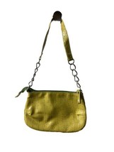 Girls Vintage Green Vinyl Hand Bag Small Chain Zippered - £8.20 GBP